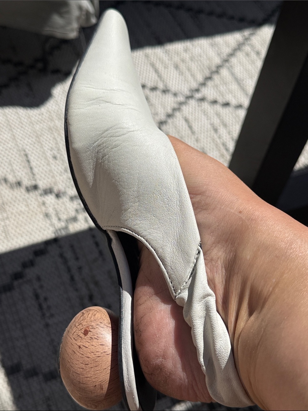 L'Intervalle White Leather Pointed Slingback wooden round heap size 36 (6)) - Picture 15 of 17